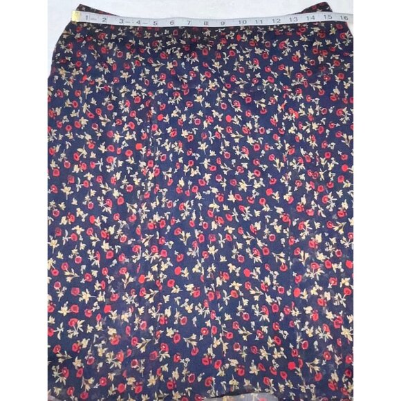 Old Navy Dresses & Skirts - Old Navy Womens Floral Skirt M Navy & Red Elastic waist Knee length flare